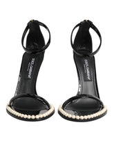 Dolce & Gabbana Black KEIRA Pearl Embellished Sandals Shoes
